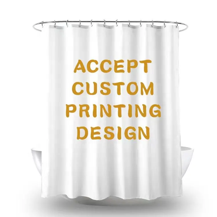 wholesale cheap 3d print custom logo full pattern Waterproof polyester shower curtain
