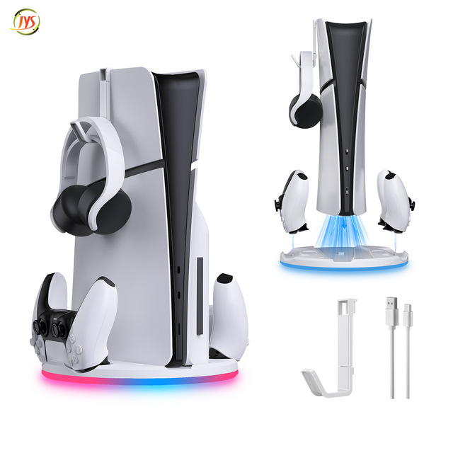 JYS-P5196 Dual Controller Charging Station With RGB Lighting for PS5 Slim Disc Digital Edition Charger Base for PS5
