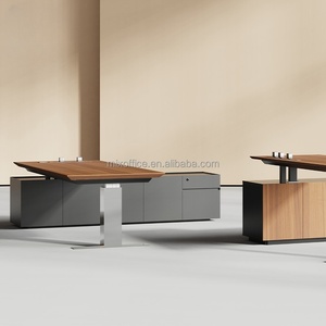 Có thể điều chỉnh chiều cao L hình dạng rắn gỗ hiện đại đa chức năng thoải mái điều hành văn phòng bảng cho ông chủ quản lý CEO - Product Image 5