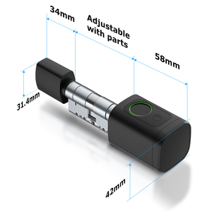 Euro Profile Keyless Smart Cylinder Sidik Jari Kata Sandi Kartu TTLock Tuya untuk Kontrol Aplikasi untuk Pintu Aluminium 38-120mm - Product Image 3