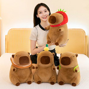 Peluche Kapibala Capybara motif tortue, avec écharpe à nez qui coule, pour machine à attraper les jouets - Peluche courte en coton PP, modèle personnalisable - Product Image 2
