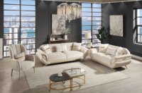 Ensemble de canapés modulaires sectionnels durables et confortables, design extensible, pieds en acier inoxydable doré, rembourrage en mousse, style moderne pour salon