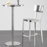 Ensemble de table basse de bistrot d'extérieur en acier inoxydable de 75 cm de hauteur pour salon, restaurant ou salle à manger - Design industriel