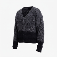 Cardigan en maille pour homme en mohair, respirant, à motif rayé épuré, avec logo personnalisé au dos et au col, idéal pour l'automne