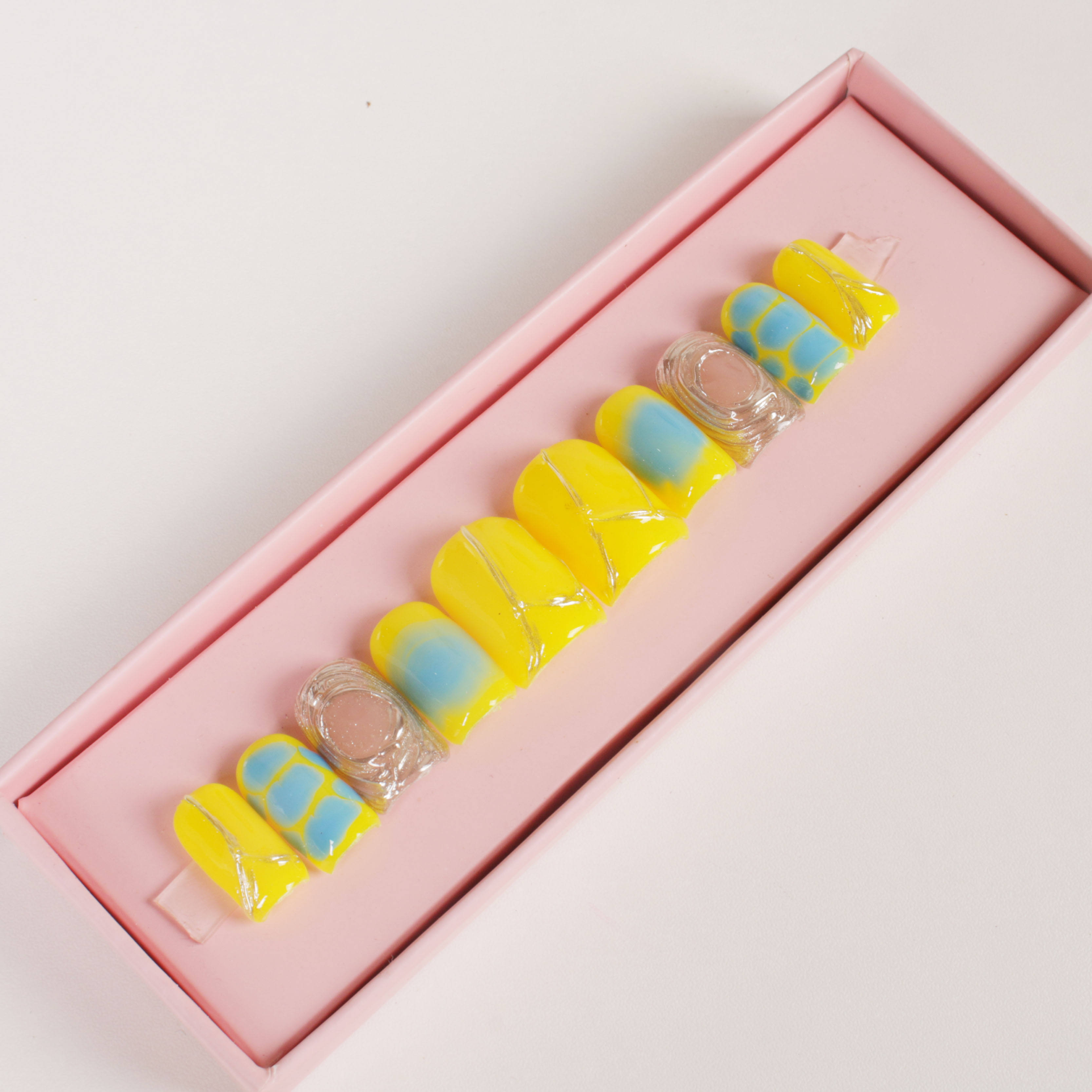 Super Long Pink ABS Cute French Design Press-On Artificial Finger Nails High Quality Square Gel Fake Nails Tip