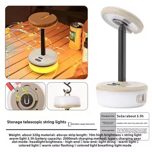 Camping Outdoor LED <b>String</b> <b>Lights</b> CE Certified IP44 Waterproof Portable Rechargeable Manual Control Dimming 50000 Hours Lifespan - Product Image 4