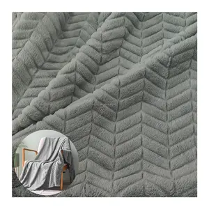 Factory Custom Wholesale Fur Fabric Soft Jacquard Weave Leaves Pattern Faux Rabbit Fur Fabric for Blanket Garment
