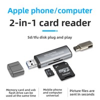 Lector de Tarjetas 2 en 1 USB/Apple, Lector de Tarjetas de Memoria Mini SD USB OTG, Adaptador de Lectura de Tarjetas TF para Teléfono Móvil, Tableta y MacBook