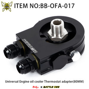 Nouvel adaptateur universel en aluminium pour <span class=keywords><strong>thermostat</strong></span> de refroidisseur d'huile moteur, raccord de connexion 80MM AN8/AN10 pour système de refroidissement BATTLEBEE - Product Image 2