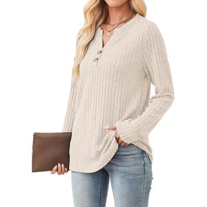 Womens Knitted Sweater Long Sleeve V <b>Neck</b> Button Top Casual Autumn Outfit Breathable Lightweight Cardigan - Product Image 4