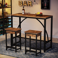Tribesigns prêt à expédier table de bar et chaises de salle à manger 3 pièces en bois brun rustique personnalisé ensemble de table