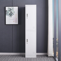 Armoire de rangement verrouillable à deux niveaux en acier laminé à froid, casier en fer à deux portes pour bureau, école, salle de sport