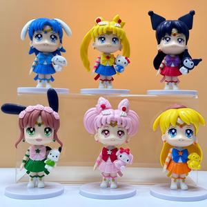 Set di 6 Action Figure <span class=keywords><strong>Anime</strong></span> Sailor Moon da 9-11CM, Decorazione Cartoon per Bambini - Product Image 1