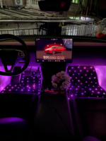 Tapis de sol scintillants à fibres optiques Starlight pour Tesla Model Y Model 3, tapis lumineux étoilé avec télécommande via application