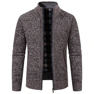 Suéter Cárdigan de Invierno para Hombre, Color Negro, <span class=keywords><strong>Gris</strong></span> y Beige, con Forro Polar Grueso, Cuello Alto, Estilo Casual y Cálido - Product Image 5