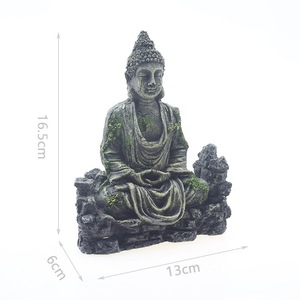 Estátua de Buda de Plástico com Base de Imitação de Rocha para Decoração de Aquário, Tanque de Peixes, Aquascaping de Água Doce e Salgada - Product Image 1