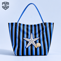 Sac de plage rayé surdimensionné avec logo personnalisé, sac fourre-tout de voyage, sac de vacances thème nautique, sac de station balnéaire, vente en gros, grande capacité, résistant à l'eau