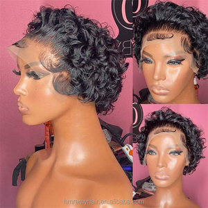 The Hot Sale Short <strong>Wig</strong> 13x4 Transparent Lace Front <strong>Pixie</strong> Curly <strong>Wig</strong> Natural Black 100% Raw Human Hair <strong>Wig</strong> for Black People - Product Image 5