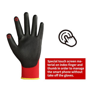 GLOVEMAN Gants de travail de sécurité à écran tactile Gants en tricot sans couture enduits de PU Paume à prise lisse pour hommes femmes Travail à usage général - Product Image 3