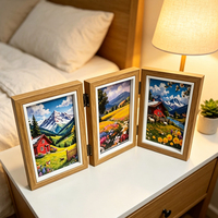 Cadre photo en bois à triple pliage avec charnière verticale horizontale pour la décoration de la maison