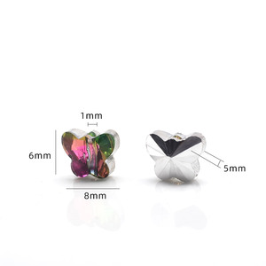 Zhubi 8MM cuentas de mariposa de cristal de <span class=keywords><strong>colores</strong></span> para pendientes DIY cuentas de cristal colgantes de plata brillante para la fabricación de joyas - Product Image 2