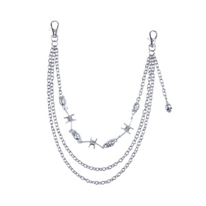 Chaîne de taille pour femme avec design crâne et fil barbelé, style hip-hop multicouche, accessoire pour jupe, blanc K - Product Image 5