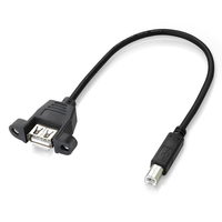 Bochara kabel ekstensi konverter USB 2.0, kabel ekstensi konverter USB tipe B jantan ke Tipe a betina dengan dudukan Panel Foil + pelindung kepang 30cm 50cm