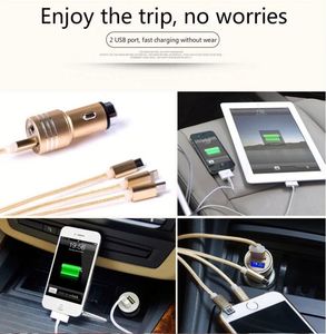 อุปกรณ์ชาร์จในรถยนต์ อะแดปเตอร์ชาร์จในรถยนต์แบบ Dual USB 2 พอร์ต พร้อมหน้าจอแสดงผล สำหรับโทรศัพท์มือถือ - Product Image 2
