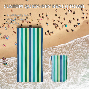 Striped <b>Microfiber</b> Beach <b>Towel</b> Quick Dry Recycled Polyester <b>Bath</b> Travel <b>Towel</b> Custom Logo Pool Summer Use - Product Image 2