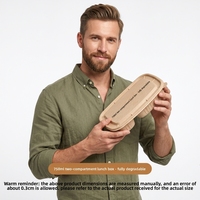 Boîte à lunch J-Link en fibre de coque de riz, 2 compartiments, 750 ml, récipient alimentaire biodégradable, sans BPA, emballage pour la restauration