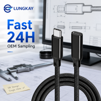 Câble d'extension USB-C 3.2 Gen 2x2 LUNG KAY 20 Gbit/s 100 W PD Charge Rapide Type C Mâle vers Femelle Tressé Vidéo 8K OEM
