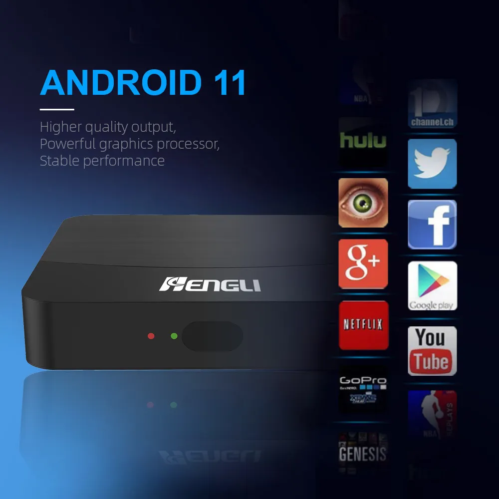 Hengli Android 11 thông minh TV Box streaming 2GB 16GB OTT Set Top Box TV kỹ thuật số Android TV Box