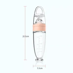 <span class=keywords><strong>Biberon</strong></span> d'alimentation pour bébé 100 % silicone de qualité alimentaire avec cuillère, distributeur de purée à presser sans BPA pour céréales, purée, lait, 0-12 <span class=keywords><strong>mois</strong></span>, motif dessin animé - Product Image 5