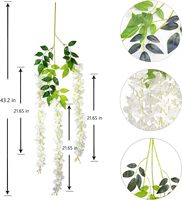 Fleurs artificielles de glycine, 3,6 pieds/pièce, guirlande de glycine blanche artificielle, fleurs en soie suspendues, décoration pour la maison, les fêtes et les mariages