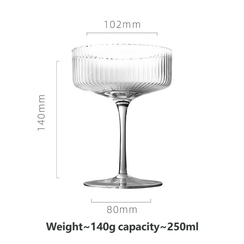Transparent vertical high cocktail glass