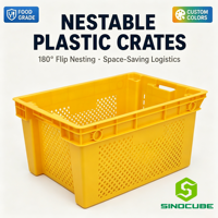 Caisse de transport en plastique maillée robuste Sinocube, personnalisable, empilable, emboîtable, recyclable et ventilée