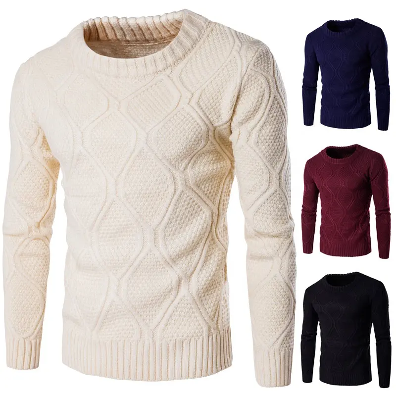 2020 סתיו חורף גברים של סוודר EUR גודל O-צוואר סטנדרטי כבל מוצק סרוג סוודר טהור צבע