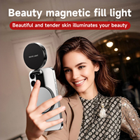 Support de Téléphone Pliable et Rechargeable avec Lumière Selfie Magnétique, Miroir et Température de Couleur Réglable en ABS pour Créateurs de Contenu