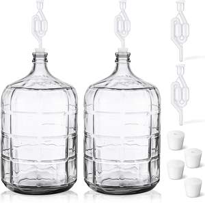 Almacenamiento grande de botellas de vidrio Demijohn de 10L y tanque de fermentador Carboy de vidrio de 5 galones para vino de cerveza artesanal - Product Image 1
