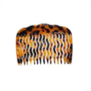 Hot Sale Custom Logo Fashion Celluloid Acetate French Pleat Twist Hair Comb Large 17 Teeth Tortoise Resin Insert Hair Comb Pin