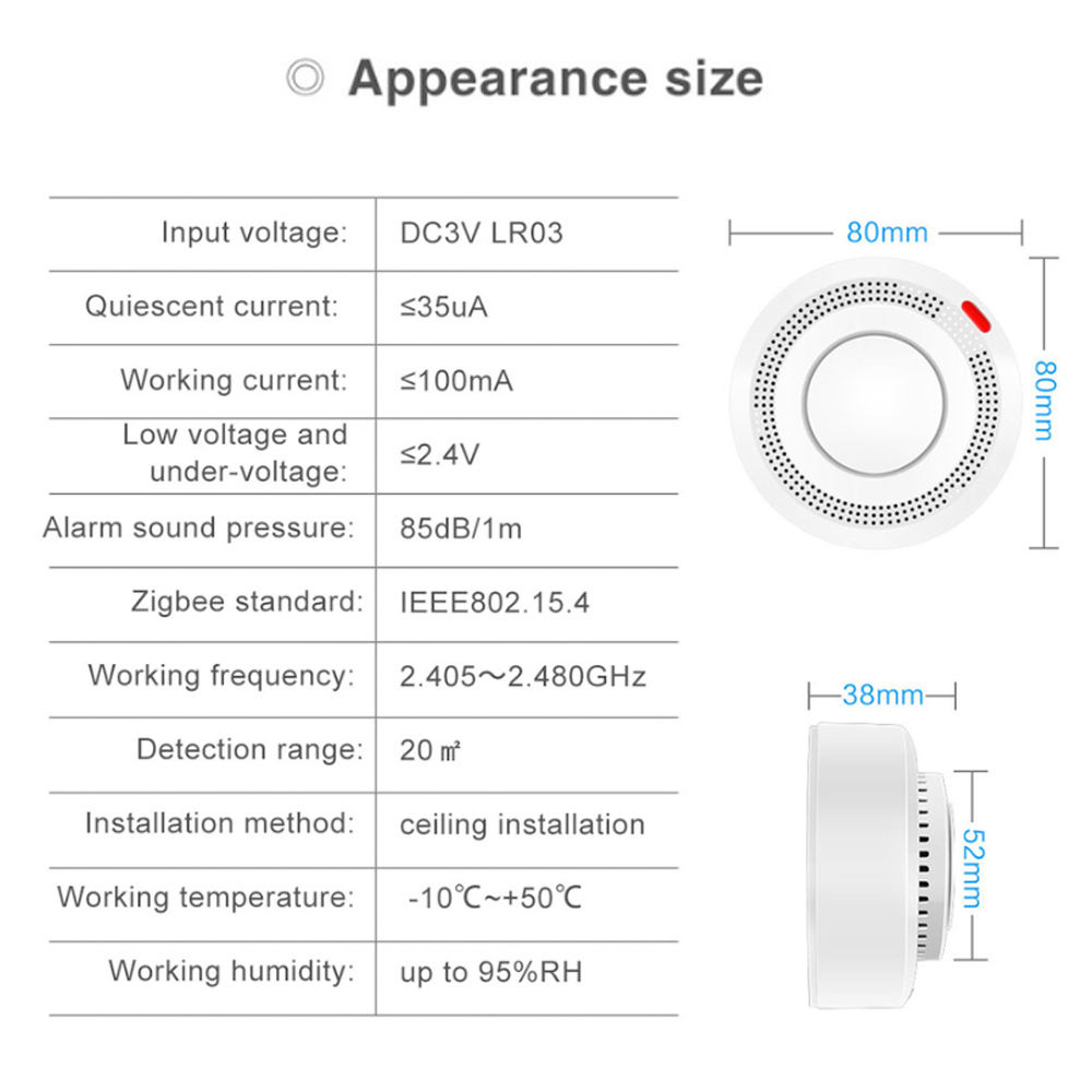 Tuya WiFi Smart Smoke Detector Home Smoke Detector Independent Universal Wireless Smoke Detector