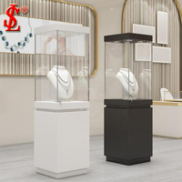 Vitrine à bijoux sur piédestal moderne avec éclairage LED, vitrine minimaliste en verre haute, mobilier de boutique de détail