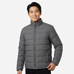 <b>Man</b> <b>Jackets</b> Custom <b>Hooded</b> Lightweight Wholesale Bubble Filled Quilted Polyester Logo Patch Puffer <b>Jacket</b> for <b>Man</b> - Product Image 1