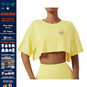 JL0726B T-Shirt con spalla scesa corta da <span class=keywords><strong>donna</strong></span> all'ingrosso serigrafia T-Shirt Oversize da <span class=keywords><strong>donna</strong></span> Crop Top T-Shirt da <span class=keywords><strong>donna</strong></span> - Product Image 1