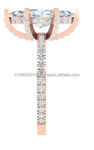 Anillo de compromiso certificado EMA de plata esterlina clásica, Halo oculto, configuración de pavé, Diamante de corte brillante cultivado en laboratorio Vintage de seis puntas - Product Image 4