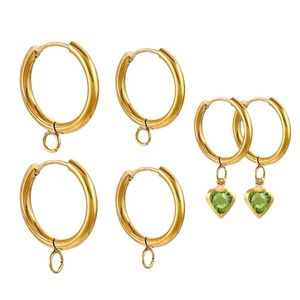 Aros de Acero Inoxidable con Baño de Oro PVD de 18k, con Gancho y Anillo de Unión para la Creación de Joyería DIY - Product Image 5