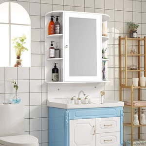 <span class=keywords><strong>Armoire</strong></span> <span class=keywords><strong>à</strong></span> <span class=keywords><strong>pharmacie</strong></span> murale <span class=keywords><strong>à</strong></span> porte unique avec miroir, 4 étagères intérieures pour cosmétiques, multifonctionnelle, salle de bain, prix bas - Product Image 3