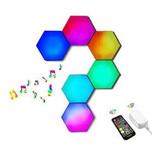ไฟ LED ควอนตัมรูปหกเหลี่ยมแบบเชื่อมต่อ WiFi ควบคุมด้วยเสียง แสง RGB สร้างบรรยากาศ สำหรับห้องเล่นเกม ตกแต่งผนังบ้าน DIY - Product Image 5