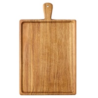 Plateau en bois d'acacia de luxe personnalisé avec poignée, rectangulaire, long, plateau de service en bois pour restaurant, plateau à fromage et à pain