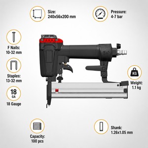 Clavadora y Grapadora Neumática 2 en 1 <span class=keywords><strong>de</strong></span> 18 Ga. <span class=keywords><strong>para</strong></span> Aluminio F32, Modelo 9032, con Escape Multidireccional, Semiprofesional, 1 Año <span class=keywords><strong>de</strong></span> Garantía, <span class=keywords><strong>para</strong></span> <span class=keywords><strong>Madera</strong></span> - Product Image 3